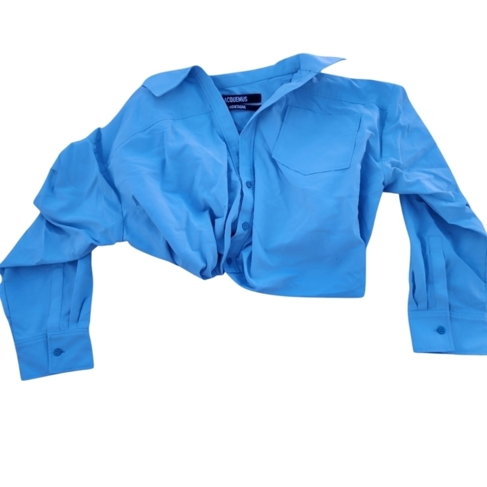 Jacquemus La Chemise Mejean cropped front button collared shirt size 34
